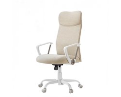 Bureaustoel Ergonomische draaistoel Stoffen zitting met kussen 63 x 63 x (110 - 120) cm beige Verstelbare hoogte en kantelhoek Maximale draagkracht 120 kg Comfortabele ondersteuning voor nek, schouders en rug Geschikt voor kantoor en thuiswerk