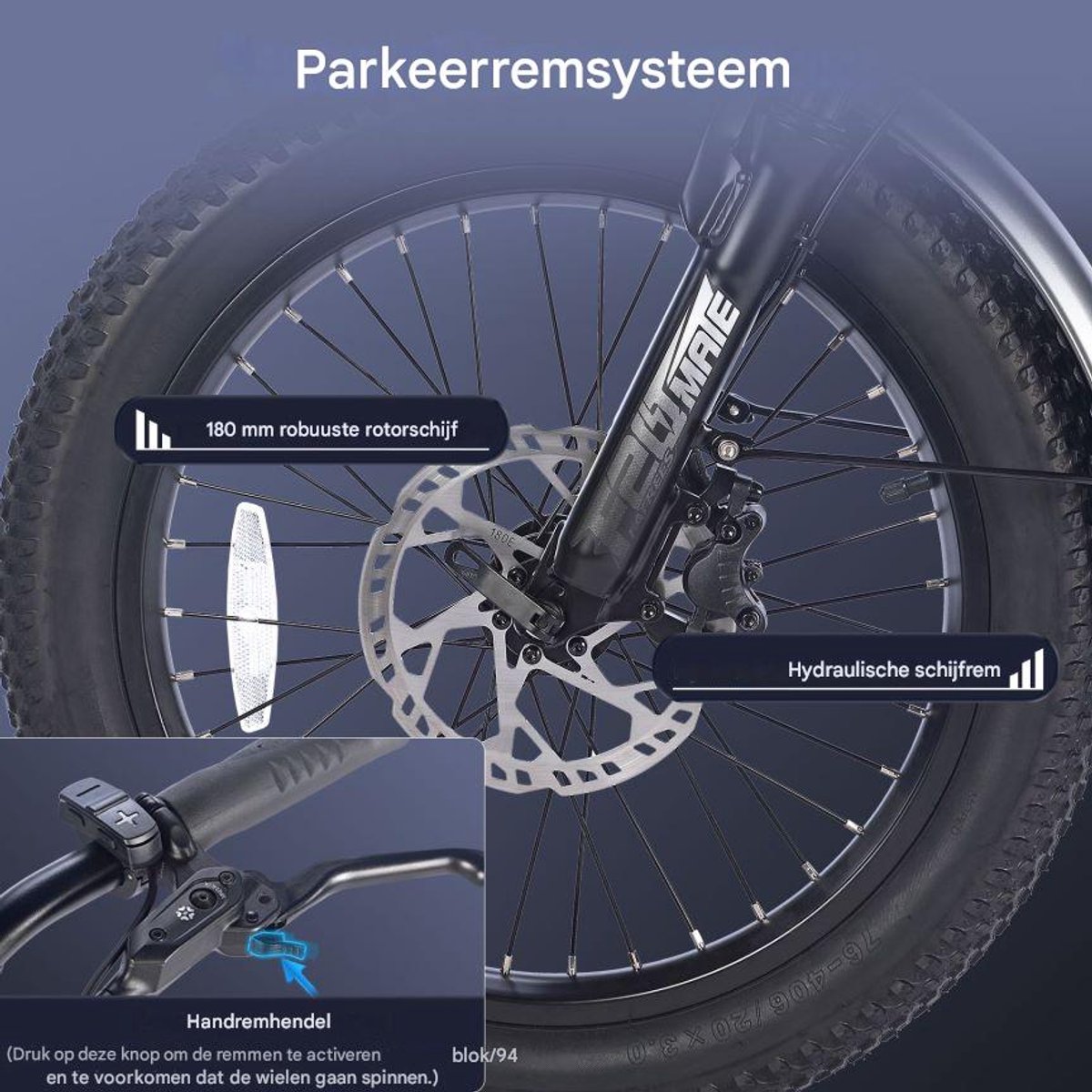 250W Dik Klapfiets E-Bakfiets 20 Inch 48V 18.2Ah Accu, Hydraulische Schijfremmen Elektrische Fiets, Elektrische Vrachtsfiets 180kg, Blauw Driewieler E-Bike – foto 4