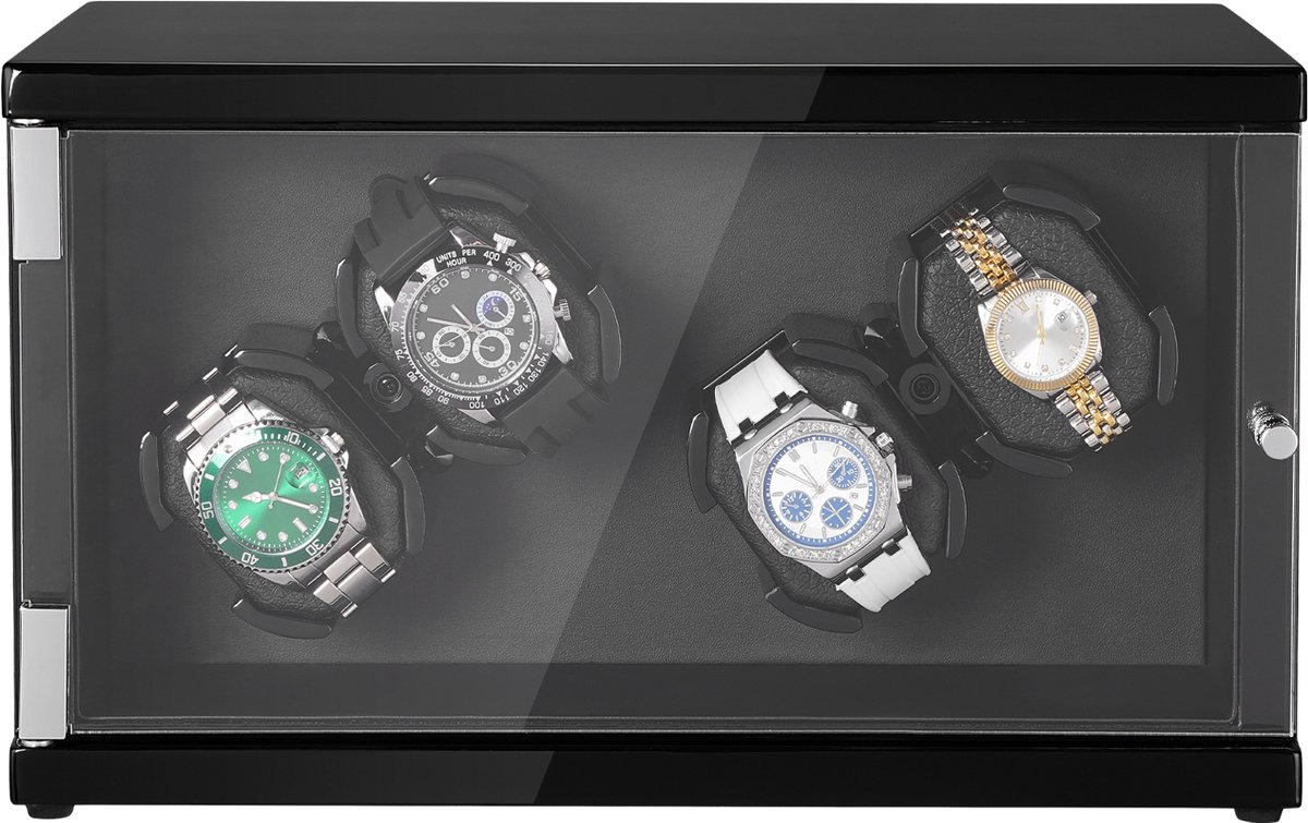 VEVOR Watchwinder voor 4 Automatische Horloges met 2 Stille Japanse Mabuchi Motoren