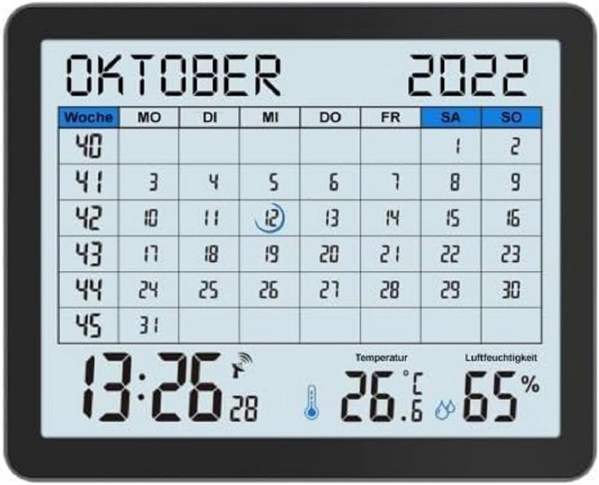 Digitale Tafelkalender met Weerstation: Temperatuur, Luchtvochtigheid en Groot Display