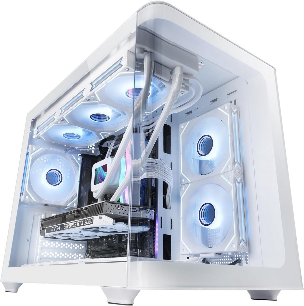 Gaming PC Behuizing Micro-ATX Wit met Gehard Glas Zijpaneel en Gebogen Voorzijde