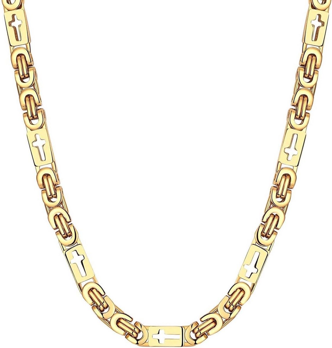 Herenketting Goud 18K Verguld Roestvrij Staal Schakelketting 6mm Hypoallergeen Waterdicht