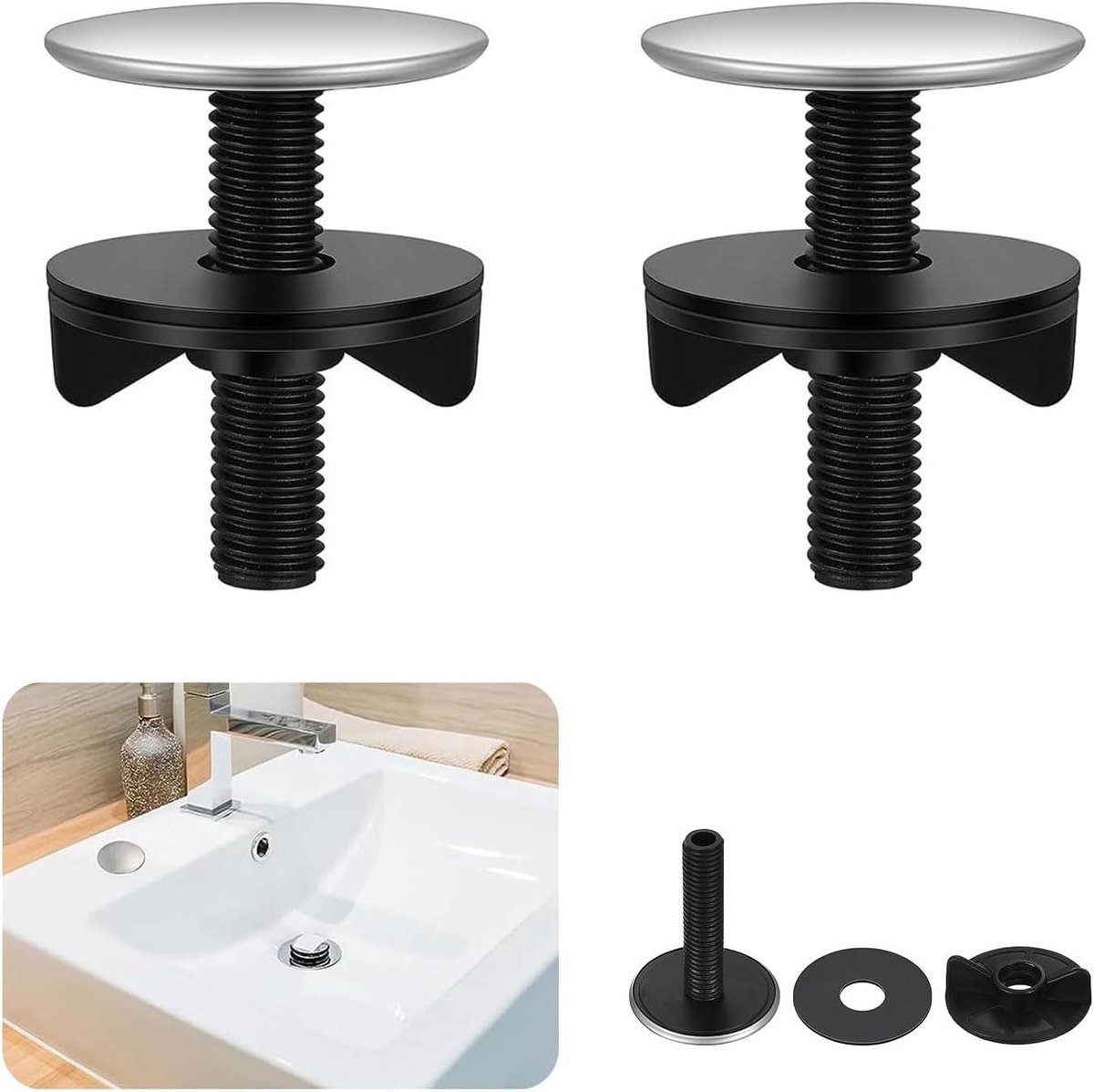 Roestvrij stalen kraangatafdekking voor keuken en badkamer - set van 2 - 45 mm.