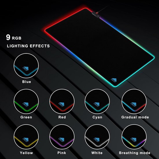 XXL Gaming Muismat met RGB Verlichting, 1500x600mm, Antislip — afbeelding 3