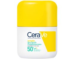 CeraVe Onzichtbare Dry Touch Zonnebrand fluide SPF 50+ - Voor een normale tot vette huid - Met 3 essentiële ceramiden en niacinamide - 50ml