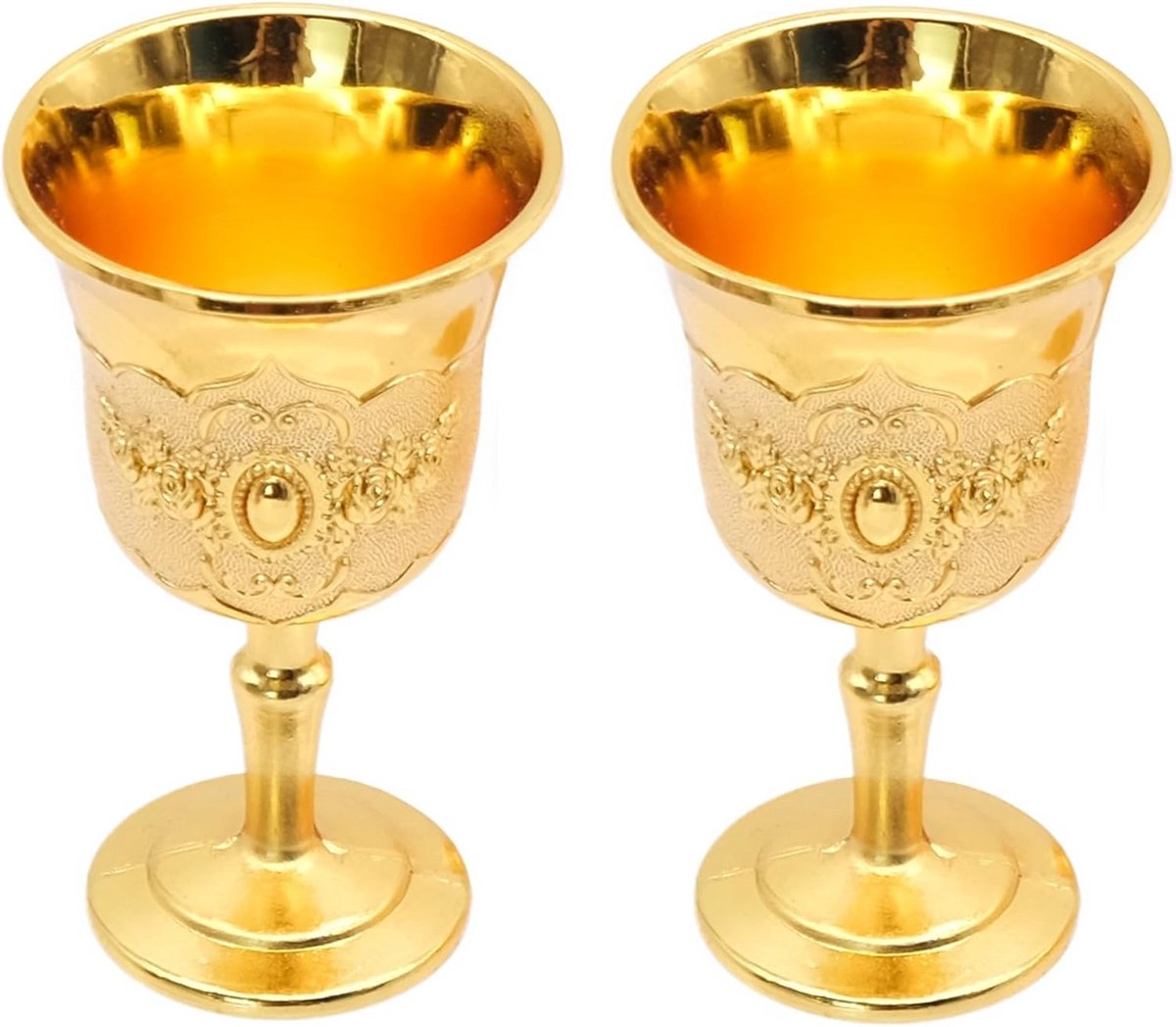 Set van 2 Gouden Bekers voor Middeleeuwse Decoratie en Vintage Presentaties