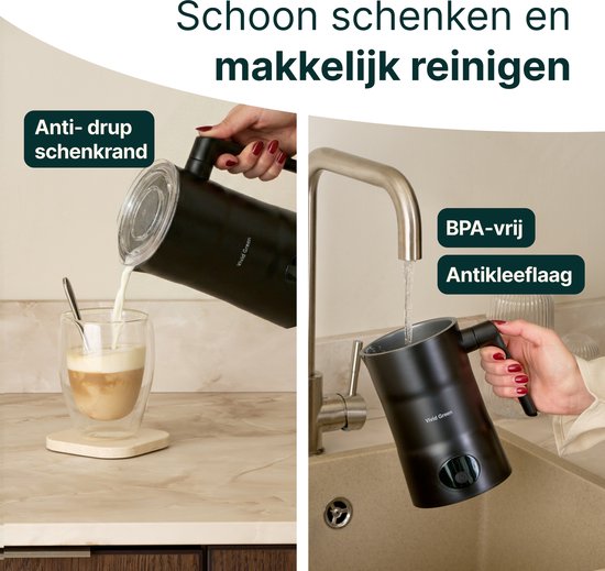 Nuvyrel 4-in-1 elektrische melkopschuimer met warme en koude