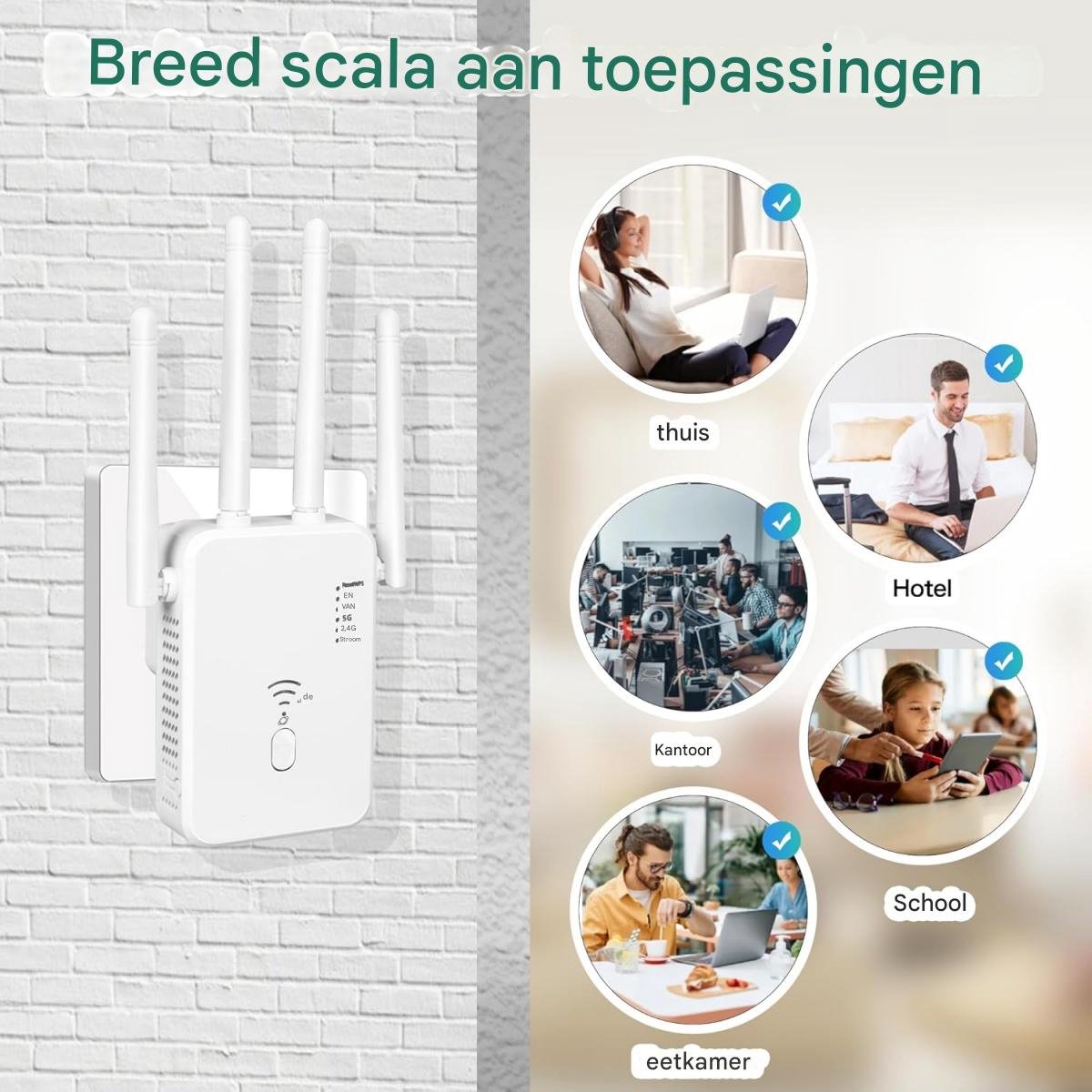 JOSEPH SPAAS WiFi-repeater 1200 Mbit/s Dual-band met 4 Antennes - afbeelding 3