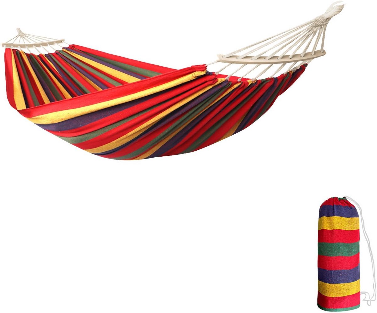 Luxe Hangmat voor Tuin en Camping met Houten Spreidstokken - Comfortabel en Draagbaar
