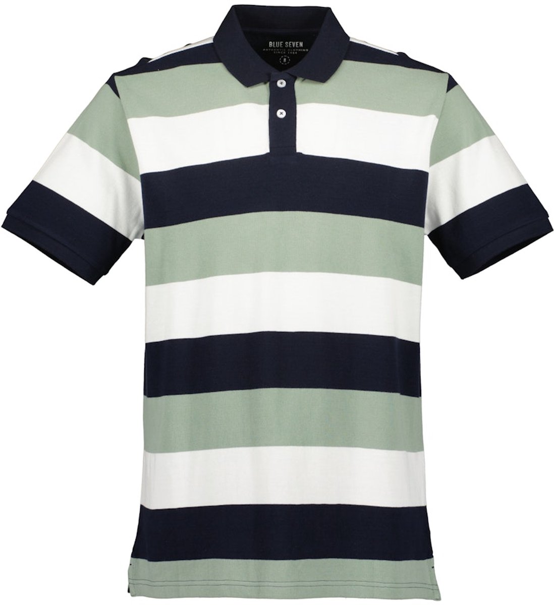 Blue Seven - Polo 321194 groen streep KM - maat M
