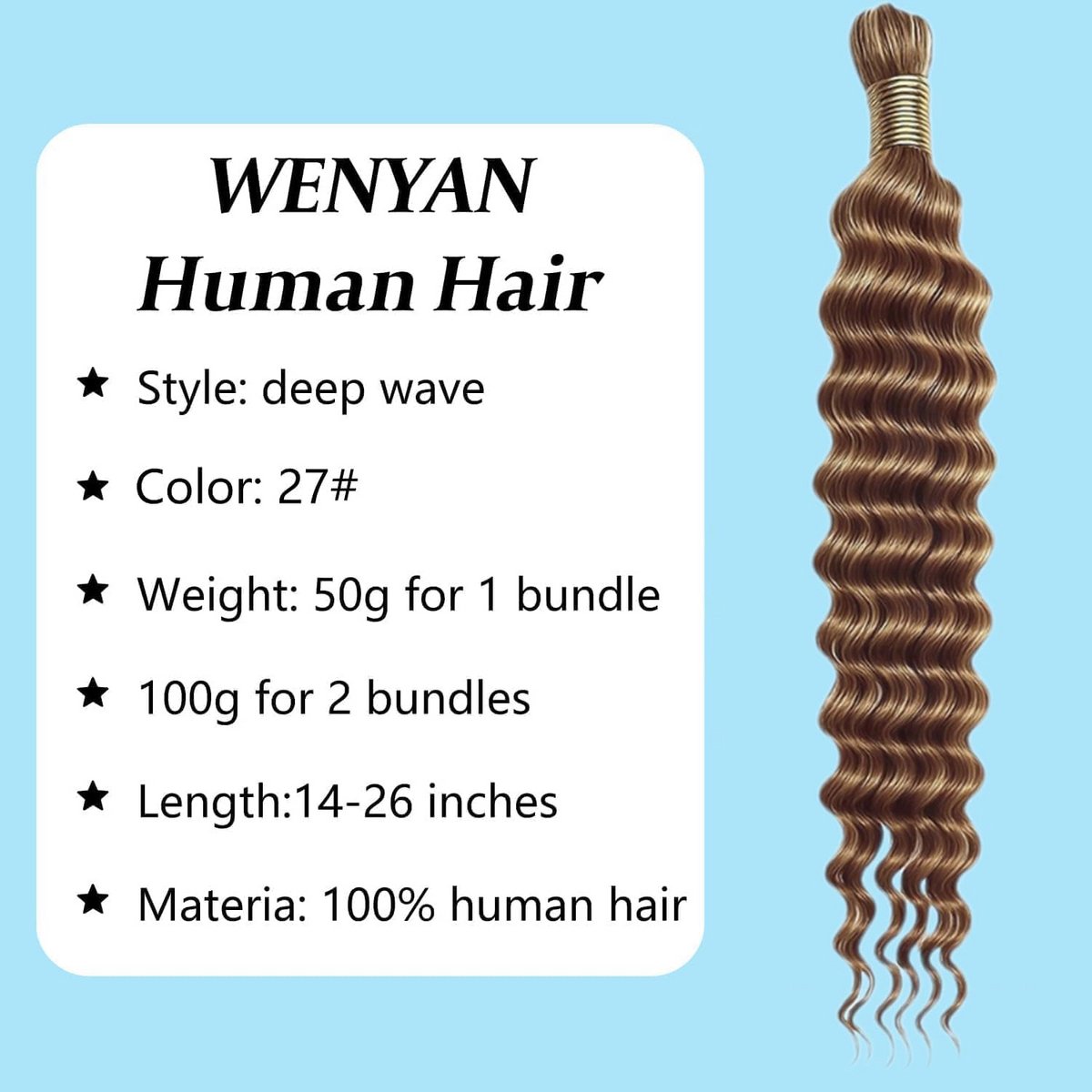Diepe Golf Menselijk Haar Bundels voor Boho en Knotless Vlechten - 50g