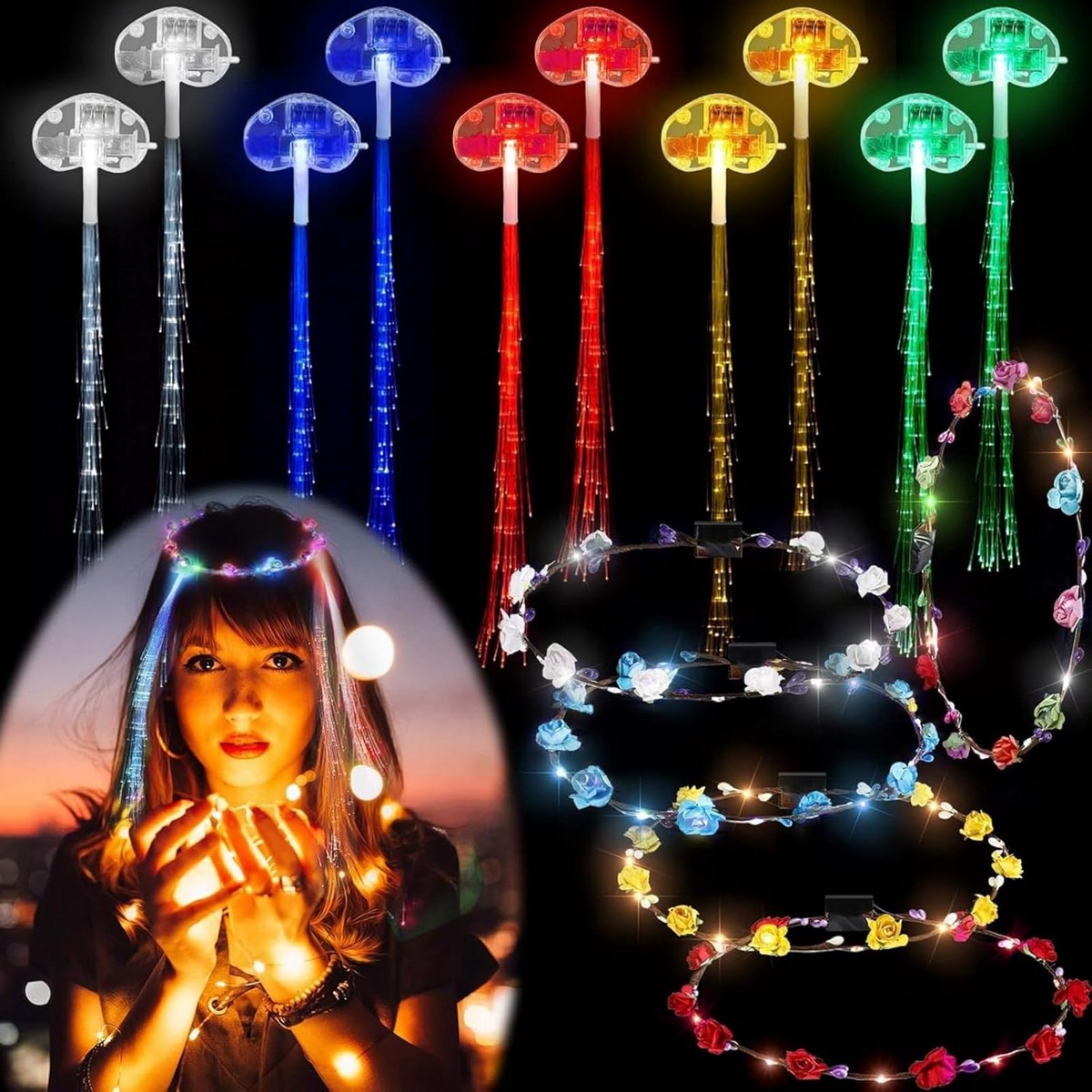 Gloeibare Haaraccessoires met LED Lichtjes voor Feestjes en Festivals