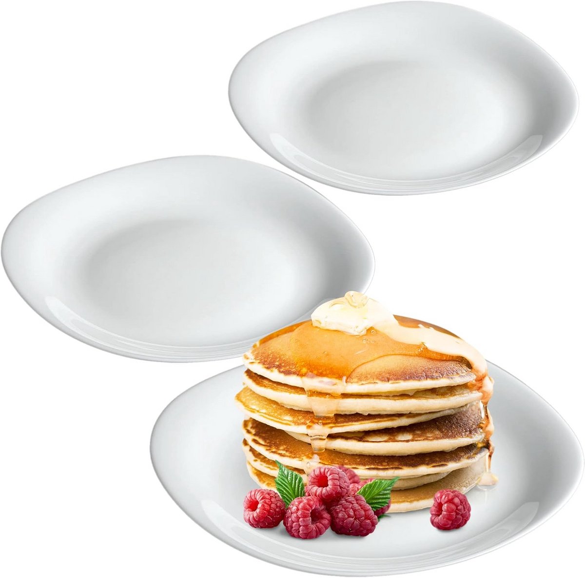 Set van 3 Witte Platte Borden - Versterkt Glas - Modern Servies voor Thuis en Horeca