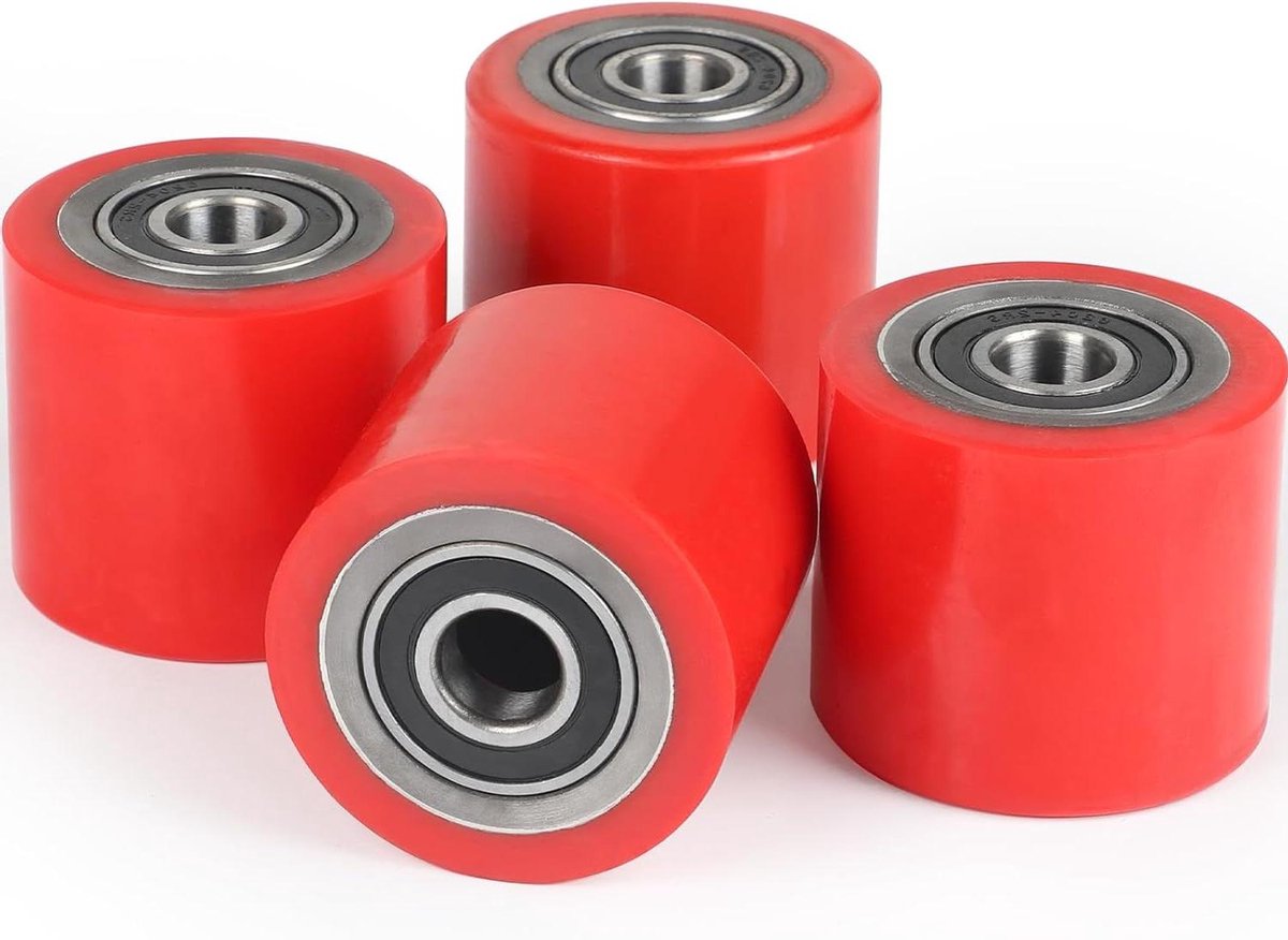 4-delige set hefwagenwielen polyurethaan 80 x 70 mm - 20 mm boring - belasting tot 600 kg - roze revolutionaire wielen.