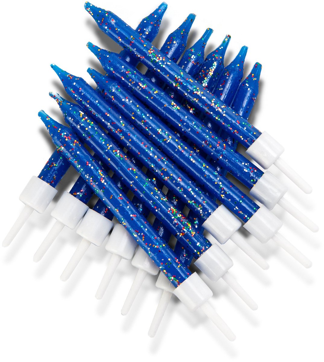 ANNIVERSARY HOUSE - 12 Blauwe Glitter Verjaardagskaarsjes 7,5 cm voor Taart