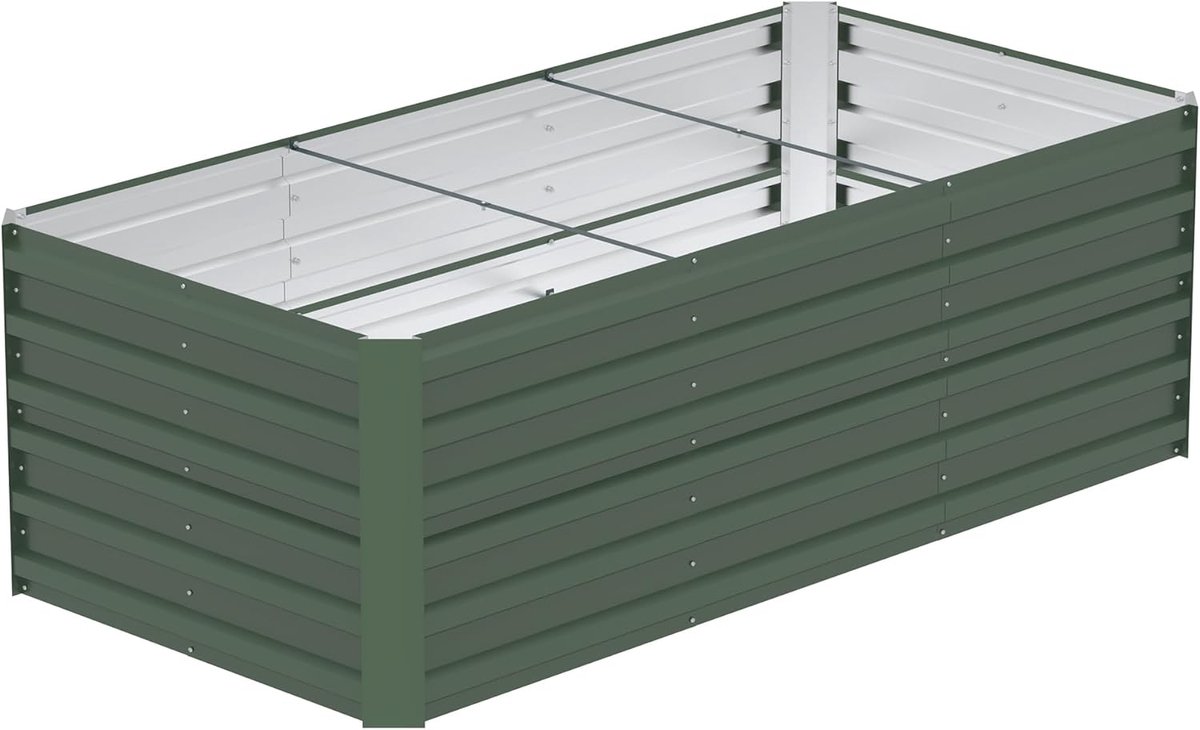 180x90x58cm Groen Metalen Bloempot voor Verhoogde Bloembedden, 975L Verzinkt Staal, Rechthoekig Plantenbed om Zelf te Bouwen, Outdoor Plantenbak voor Groenten/Bloemen/Fruit/Kruiden, NAIZY