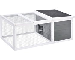 PawHut Konijnenhok - metaal - 115x66x47,5cm - grijs