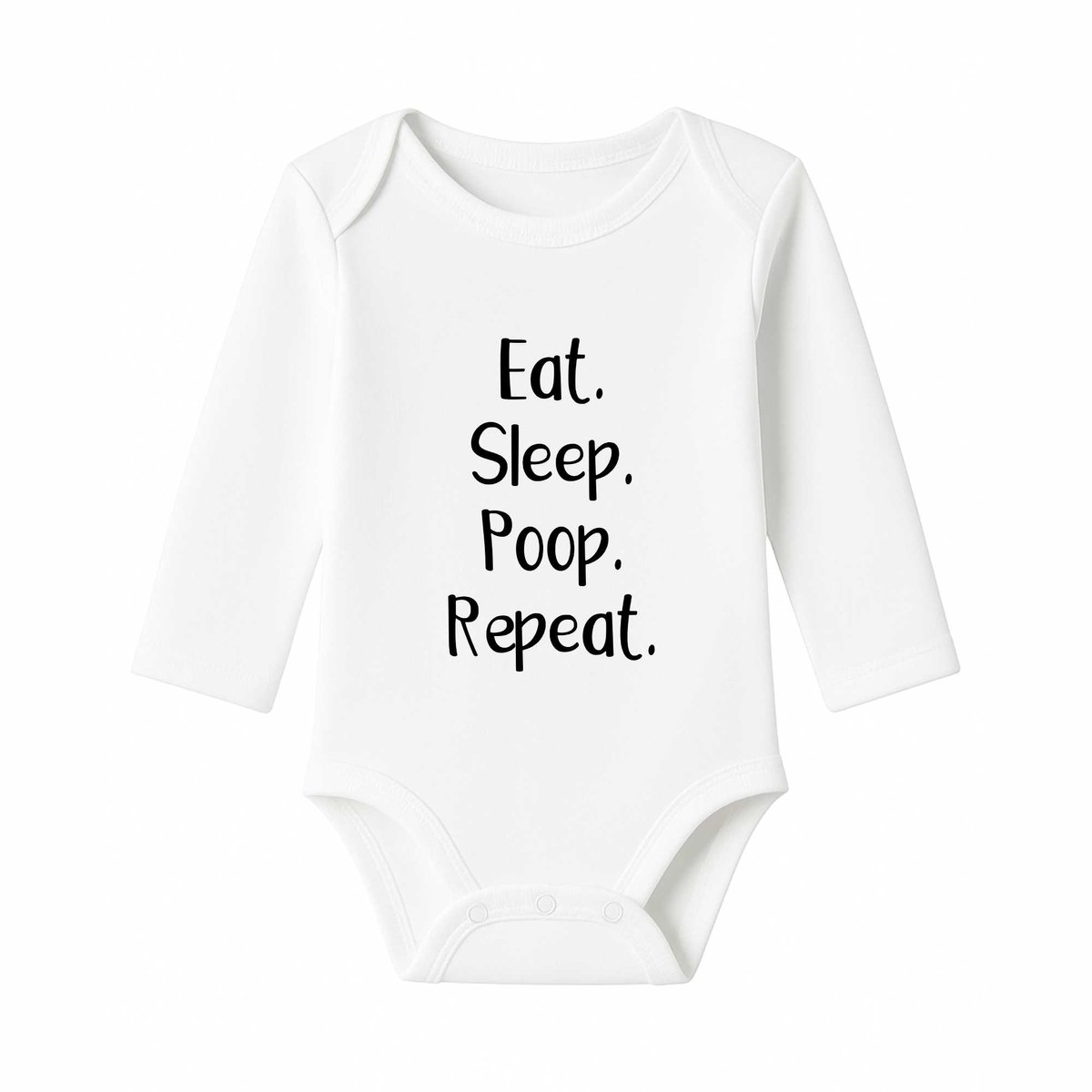Romper Eat, sleep, poop, repeat - wit - lange mouw