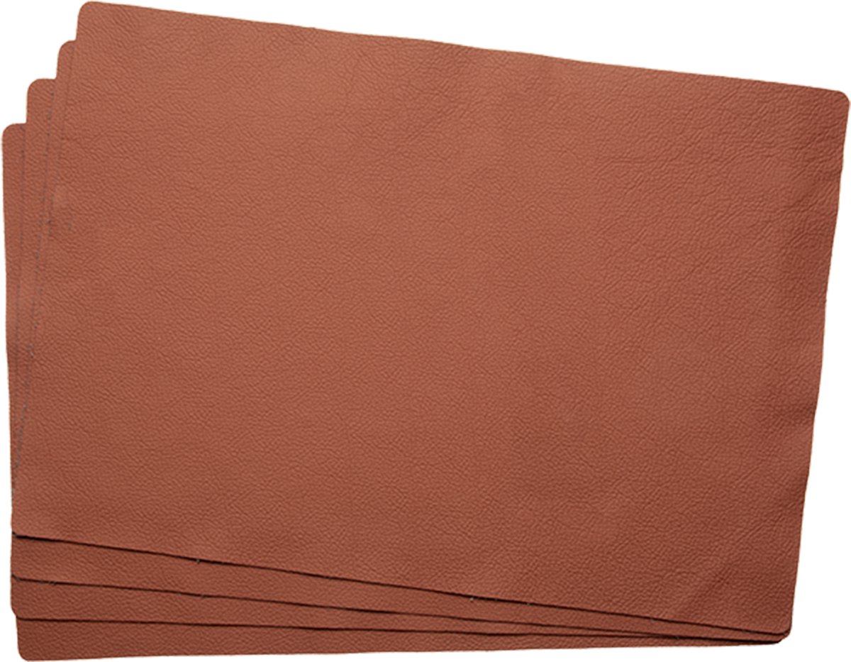 Xapron leren placemat Bovine - Set van 4 stuks - Kleur Cognac - 43 x 30 cm - Handgemaakt