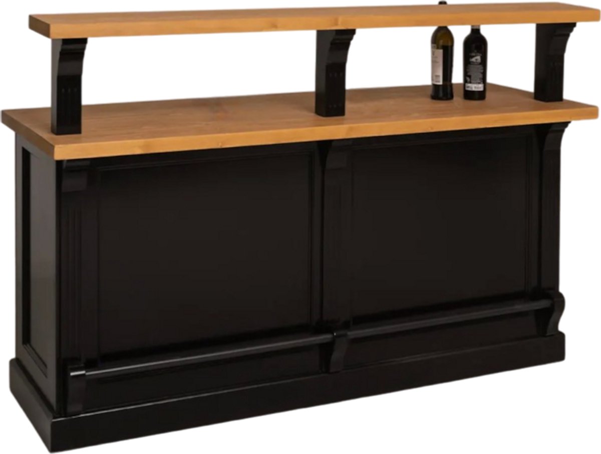 Houten bar/balie/toonbank Apeldoorn met vleugel - 180 cm (PS681) - zwart