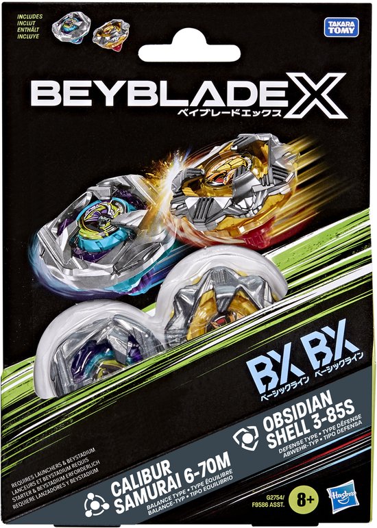 Beyblade X Calibur Samurai 6-70M BX en Obsidian Shell 3-85S BX Duopack ...