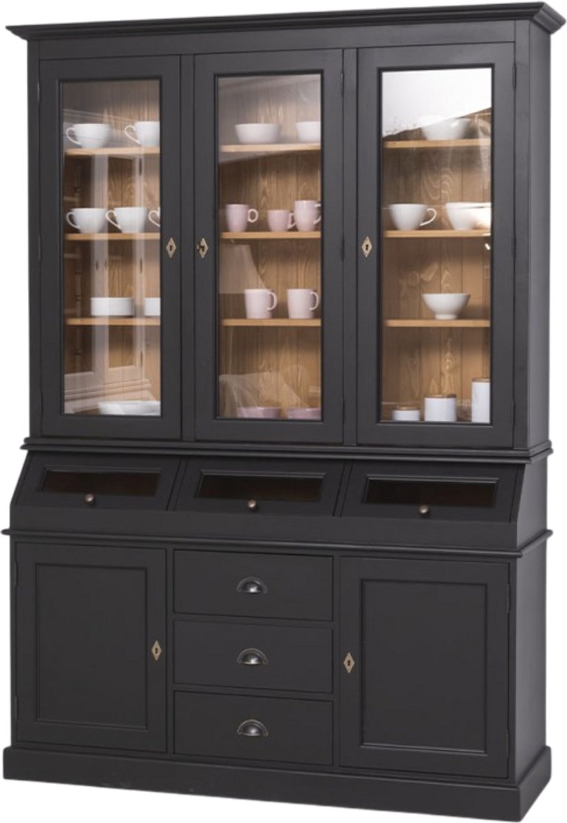 Landelijke grutterskast – 164 cm of maatwerk – zwart/naturel (PS24 BAS/SUP)