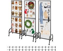 VEVOR Grid Wall Panels Grid Wall 60x164cm Rolbare Presentatieplank 3 Stuks
