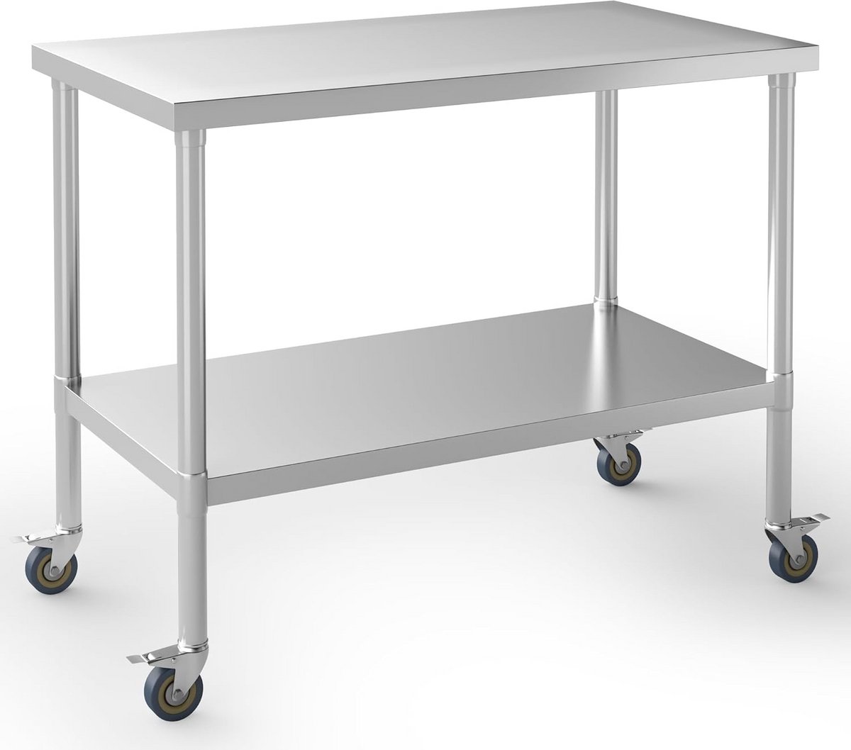 In Hoogte Verstelbare RVS Werktafel met Wielen voor Keuken en Horeca