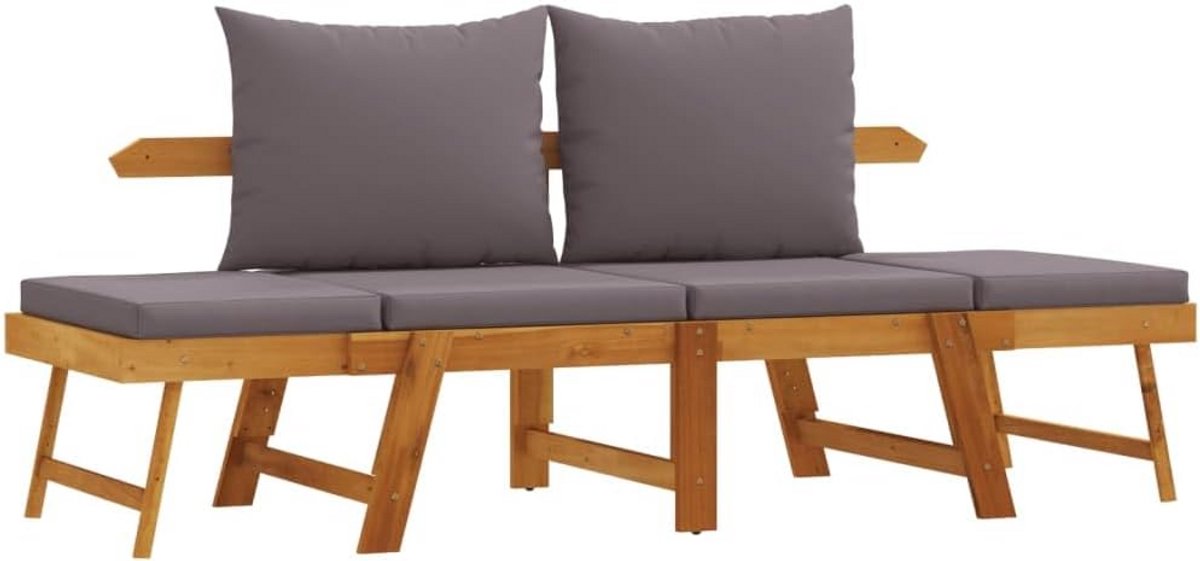 2-in-1 Tuinbank Massief Hout Buitenbank met Kussens