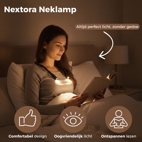 Nextora Neklamp - Nekleeslamp - Leeslampje voor Boek - Neklampje voor Haakwerk - Neklamp Oplaadbaar - Neklampje - Zwart van Merkloos — afbeelding 2