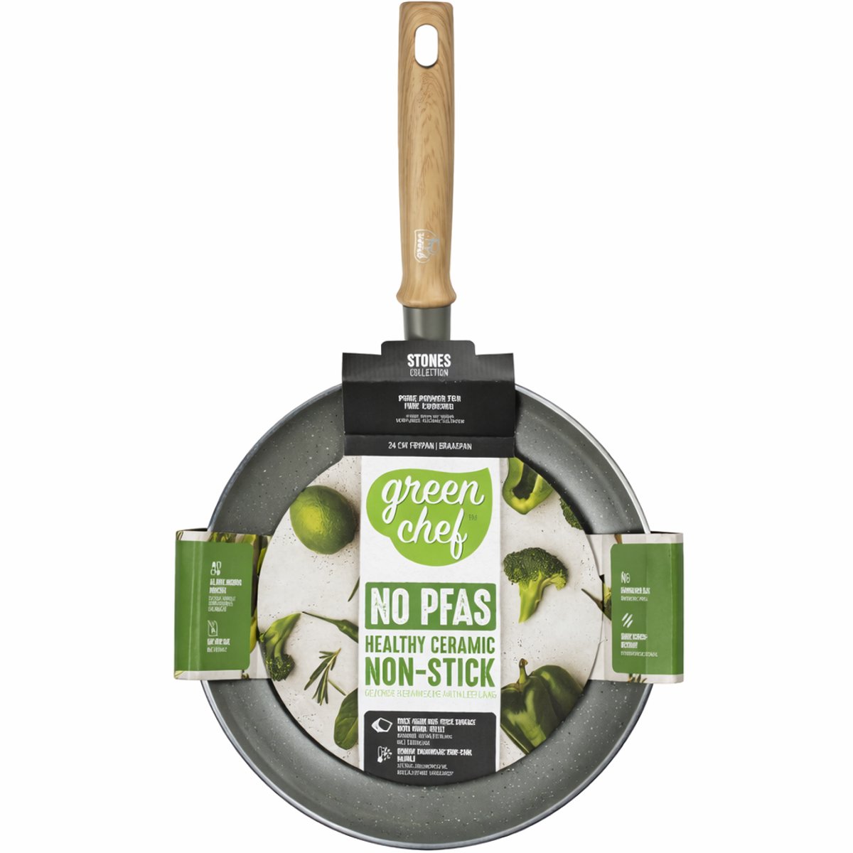 GreenChef - Stone Koekenpan - 24 cm - Braadpan - Keramisch – Koekenpan inductie - PFAS-vrije Antiaanbak - Pannen - Koekenpan - voor Gezond Koken - Pan