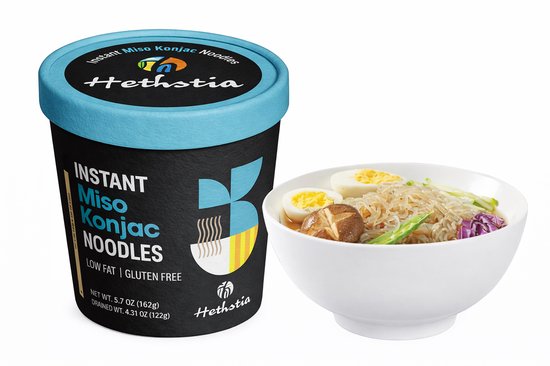 Hethstia | Keto | Instant Konjac Noedels Miso Soep | Koolhydraatarm | Glutenvrij | Cup