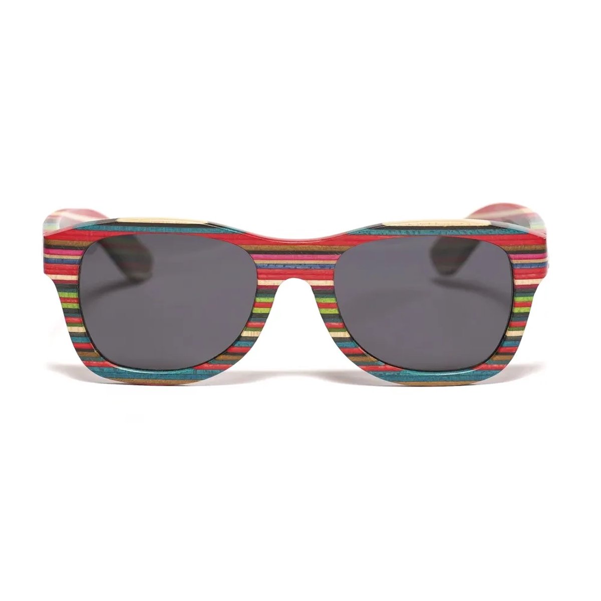 Wooda® Houten Zonnebril Wayfarer – Regenboog – Gepolariseerd – Wooda Sa Punta Skate Gris
