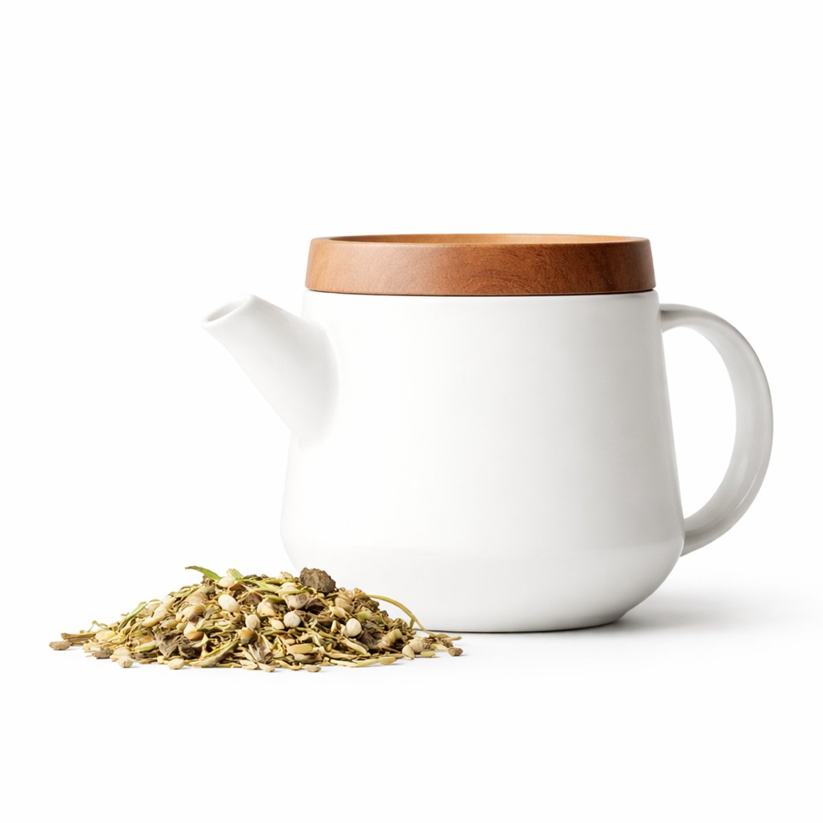 Point Virgule - Theepot - Met deksel acacia - Wit - 600ml