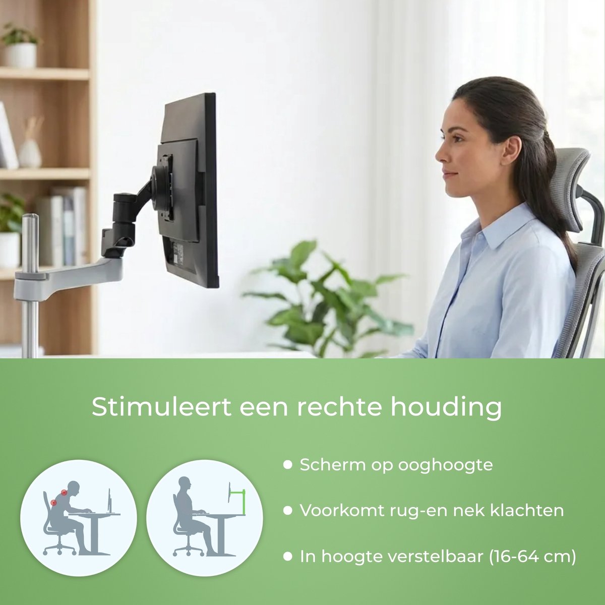 R-Go Zepher Monitorarm - Ergonomisch verstelbaar voor 1 scherm thumbnail 5