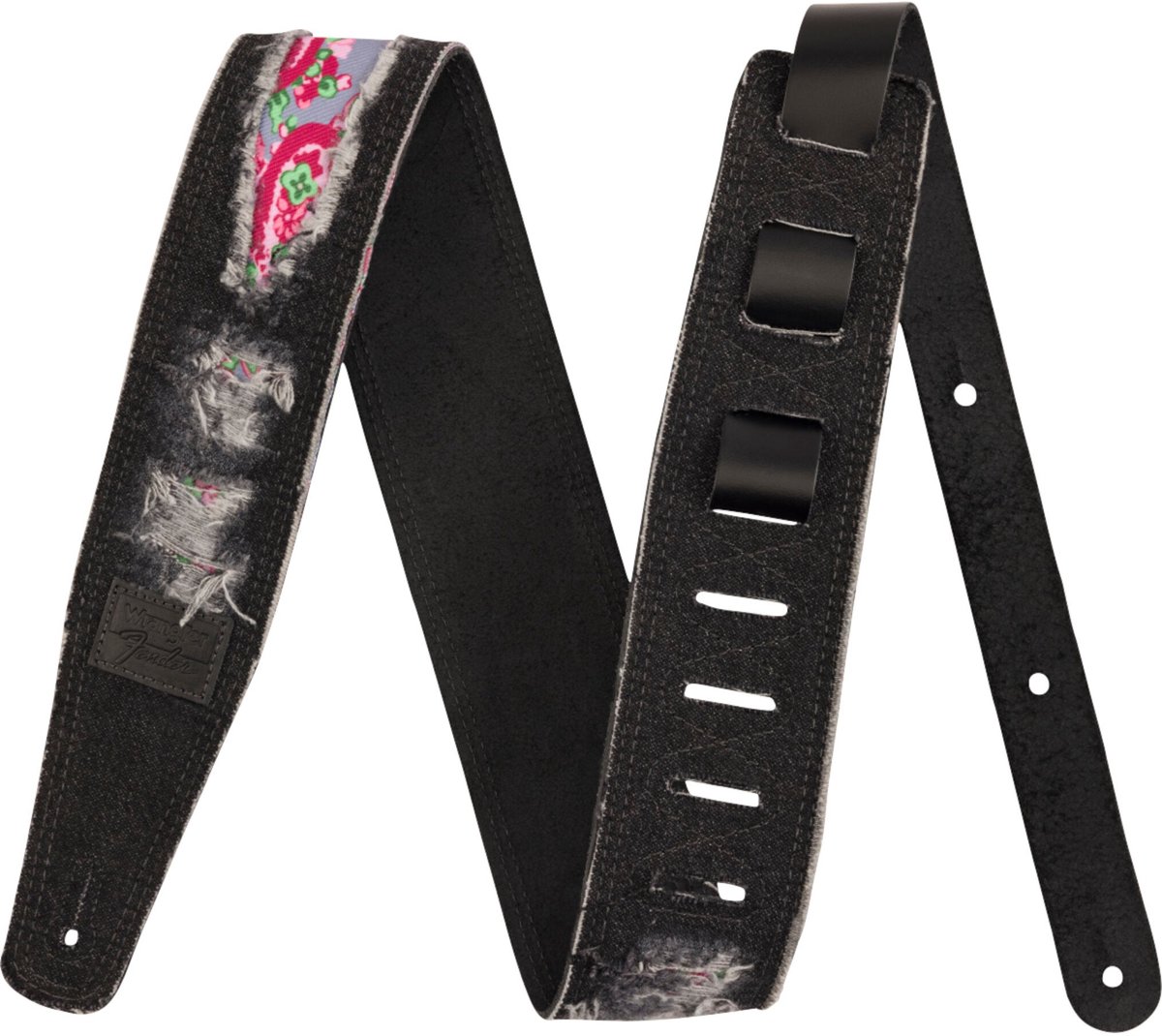 Fender x Wrangler® Ripped Denim Strap Black gitaarband