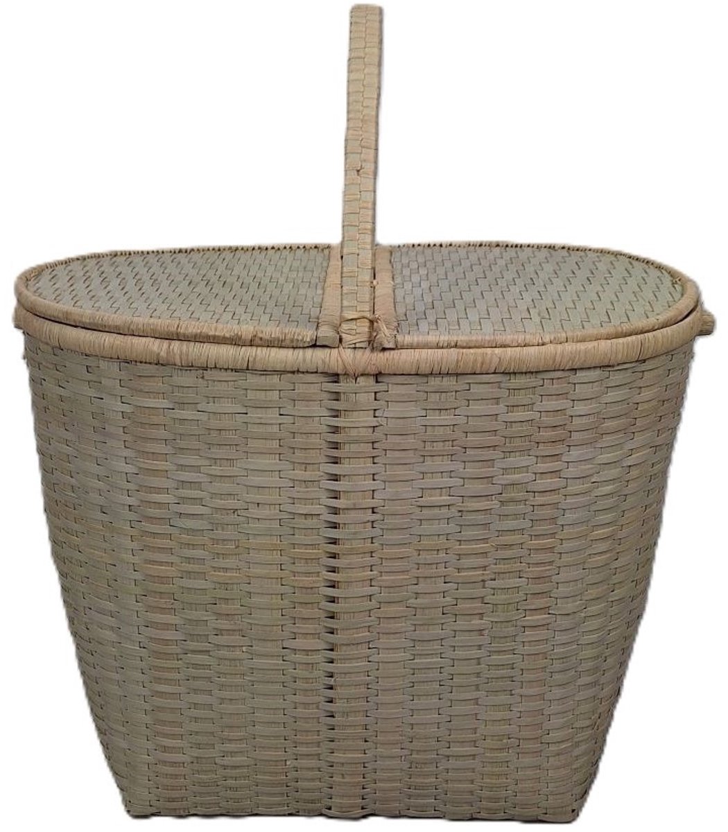 MigoStyling - Picknickmand - Bamboe - 2 Kleppen - Opbergmand - Palmblad - Design