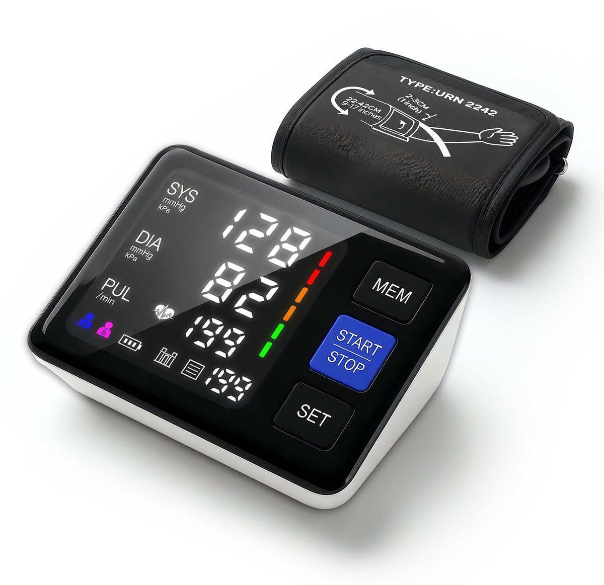 Bloeddrukmeter Bovenarm – VitalPress VP PRO – Klinisch Nauwkeurig – Automatische Meting – LED‑Scherm – Werkt op Batterijen of USB voeding – Elektronische Bloeddrukmeter