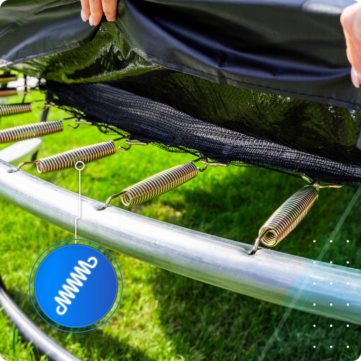 Thunder Trampoline 305 cm – Ronde Tuintrampoline – Max. 150 kg – Met Ladder – Zwart — afbeelding 4