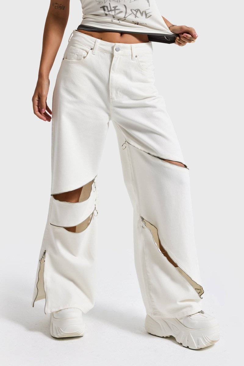 It's Basic - BAGGY HIGH RISE JEANS - SNOW