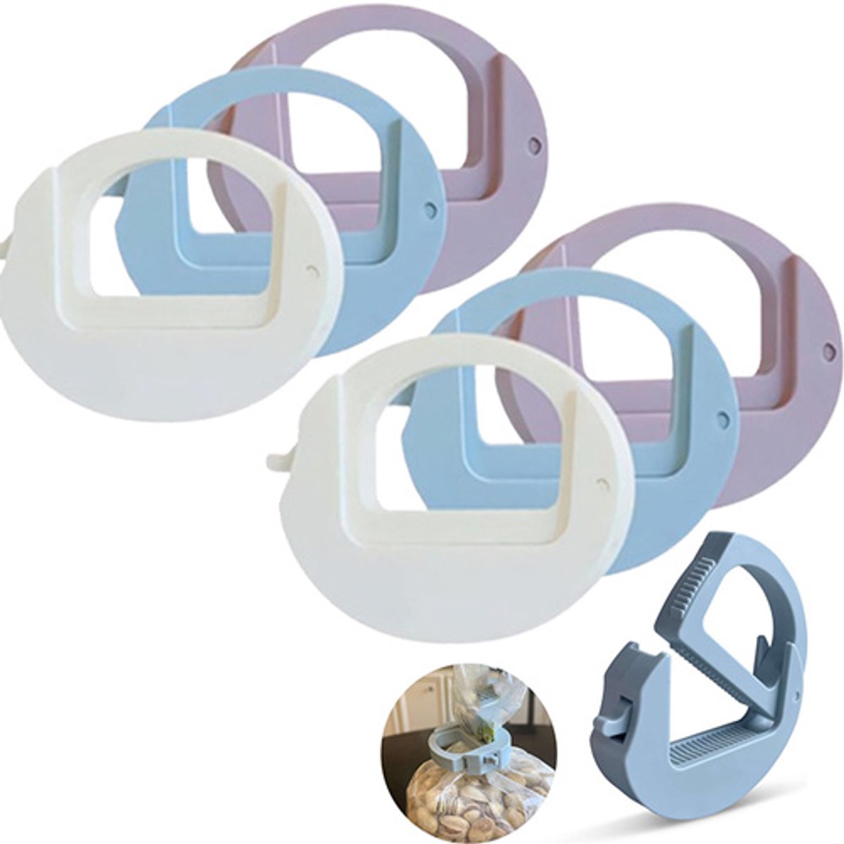 Voedselsluitclips - 6 stuks snackzaksluitclips - Magnetische koelkastclips - Bewaarclips - Plastic voedselclips - Geschikt voor chips, snacks en koelkastbewaring - 7*7*2 cm