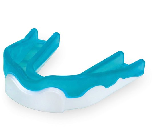 Blauw-witte mini gebitsbeschermer voor junioren.