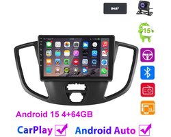 ESSGOO CarPlay autoradio geschikt voor Ford Transit 150 250 350 (2015-2019) - 9 inch Android 15 - 4 + 64 GB - Draadloos Apple CarPlay en Android Auto - WIFI Bluetooth RDS MP5 - Radio met navigatie - Met Achteruitrijcamera - DAB+