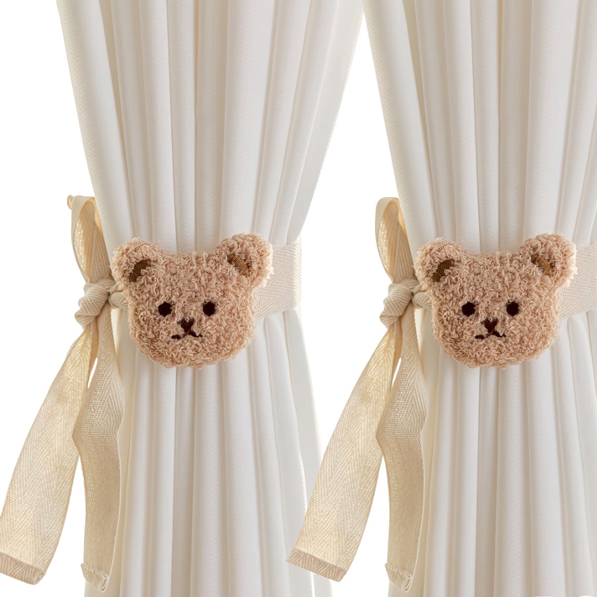HHHK - Gordijnhouder - 2 stuks - Gordijnbinder - Binder - Gordijn embrasse - Beertje- Beige- 80 cm lang - Embrasse - Embrasses voor gordijnen