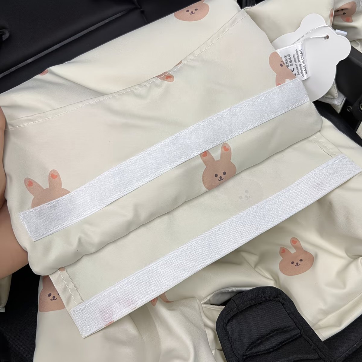 HHHK - Stokke Tripp Trapp kussenset - zitkussen en rugkussen - Wit met Konijntjes - Stoelverkleiner - Babyset kussen – foto 3