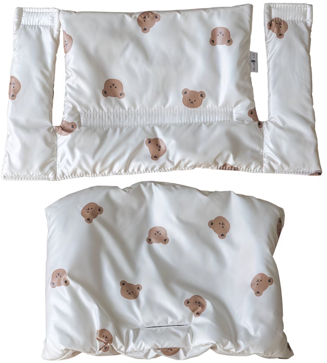 HHHK - Stokke Tripp Trapp kussenset - zitkussen en rugkussen - Wit met beertjes - Stoelverkleiner - Babyset kussen – foto 5