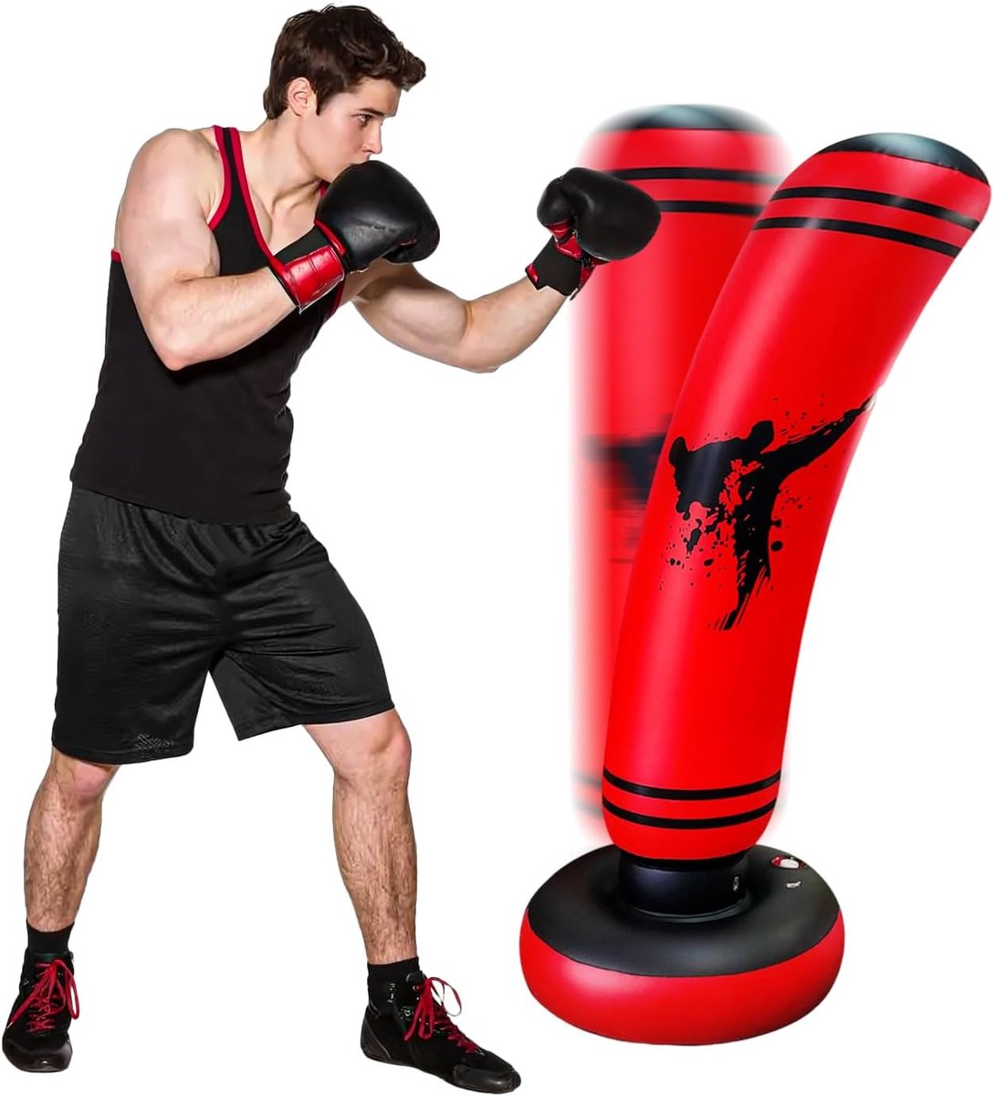 Bokszak - Bokspaal - Bokszak staand - Boks voor Volwassenen - Kickboksen & Boxing - Makkelijk Verplaatsbaar - 47.61 cm - Rood - van Imperatoris