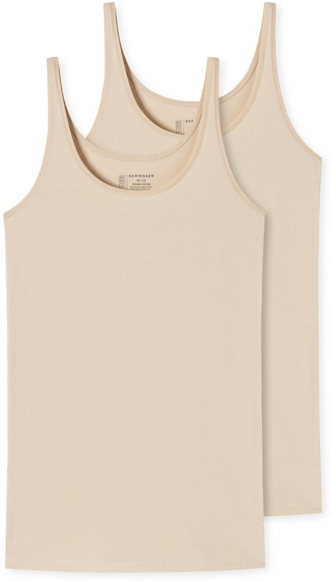 Schiesser Top 2-pack biologisch katoen zand - 95/5 Dames Onderhemd - sand