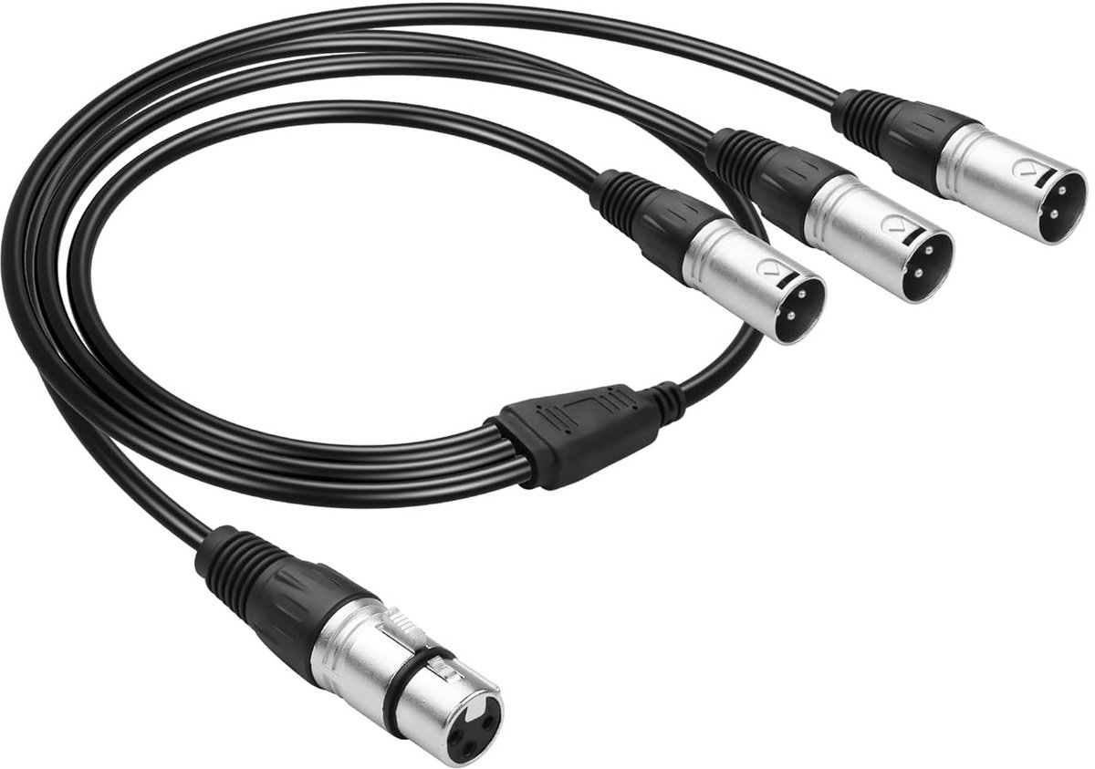 XLR Splitter Kabel Vrouwelijk naar 3 Mannelijk voor Microfoon en Mixer