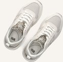 Lichtbeige HUB sneakers met witte veters, mesh en luipaardprint accenten.